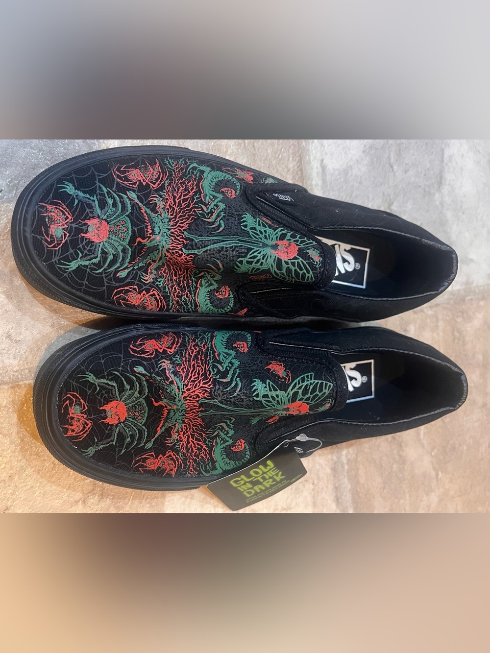 NWT Vans Classic Slip-On "Evil Omens Glow" – Women 5.5 / Men 4